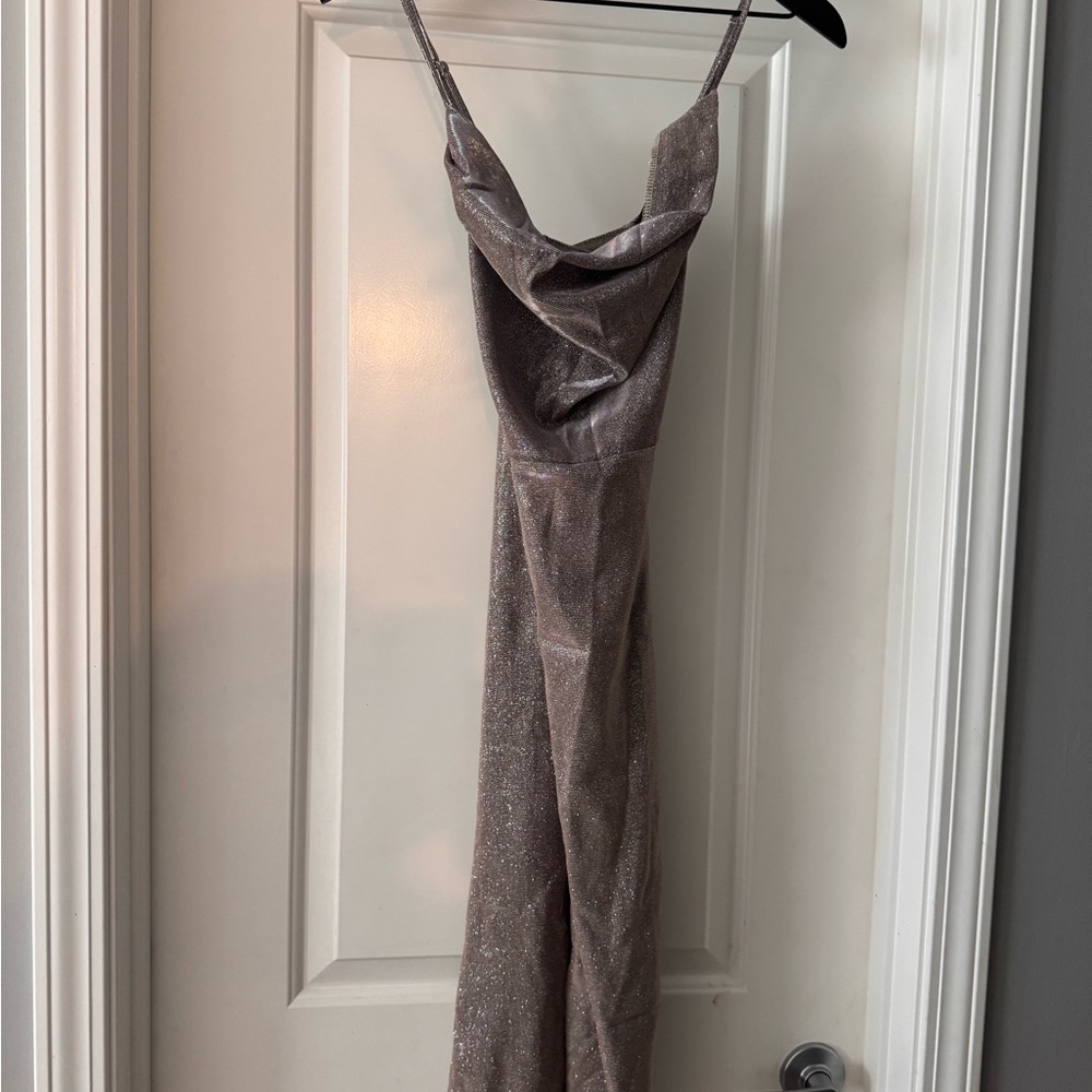 SHEIN Glittering Backless Dress in Silver